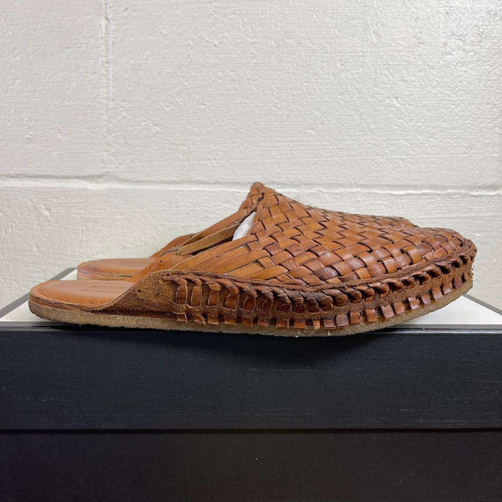 Mohinders Woven Honey Brown Leather City Slipper Mule Sandal Shoes Men's 12